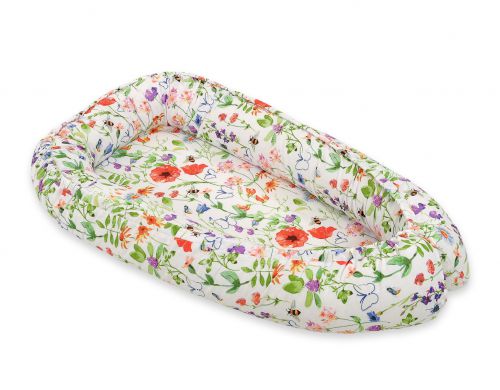 Baby nest double-sided Premium Cocoon for infants BOBONO - meadow