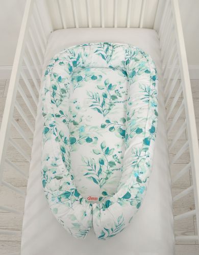 Baby nest double-sided Premium Cocoon for infants BOBONO- eucaliptus mint