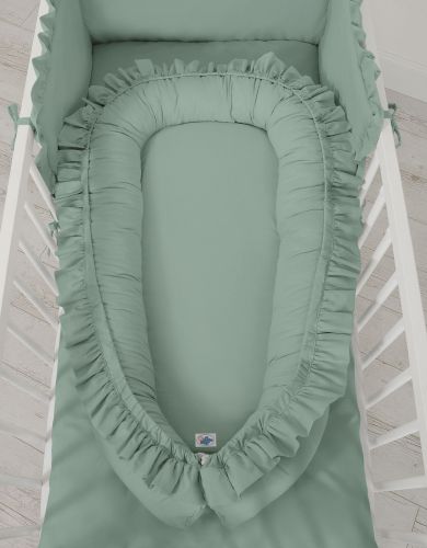 Baby nest Premium Cocoon for infants with a ruffle MY SWEET BABY- pastelgreen