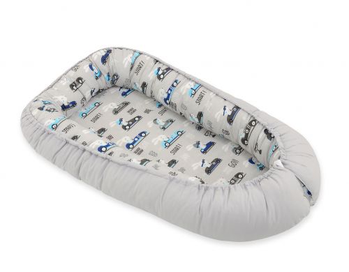 Baby nest double-sided Premium Cocoon for infants BOBONO- gray rabbits