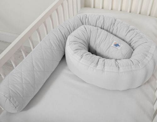 2-in-1 - Baby nest quilted - snake pillow bumper - gray
