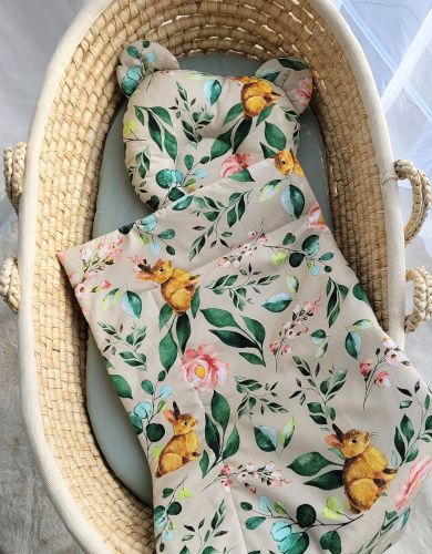 Duvet with pillow Teddy - 2pcs set - Rabbit with flowers