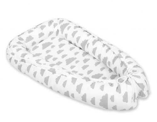 Baby nest double-sided Premium Cocoon for infants BOBONO- clouds gray