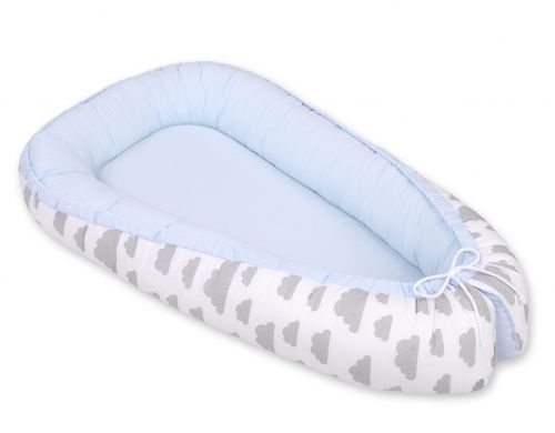 Baby nest double-sided Premium Cocoon for infants BOBONO- clouds gray/blue