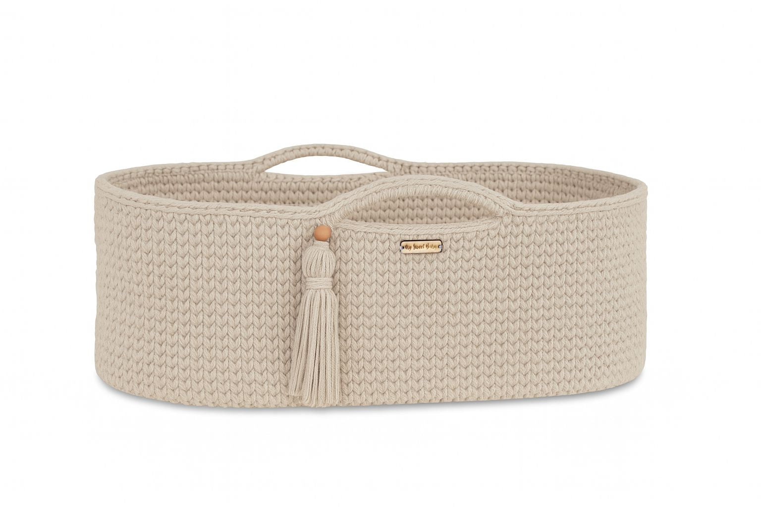 Moses basket BOHO Handmade cotton with mattress - cream