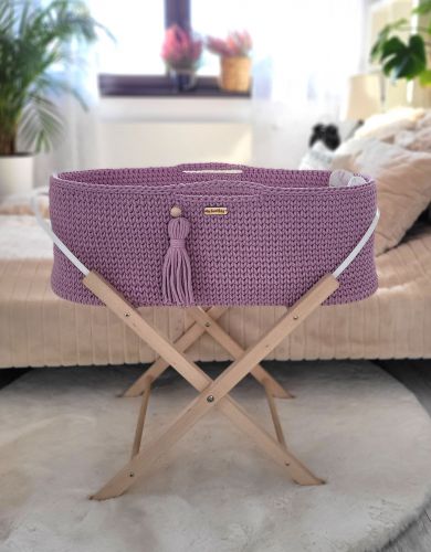 Moses basket BOHO Handmade with stand - lavender