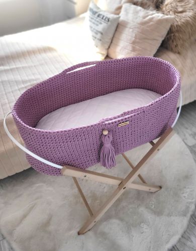 Moses basket BOHO Handmade with stand - lavender