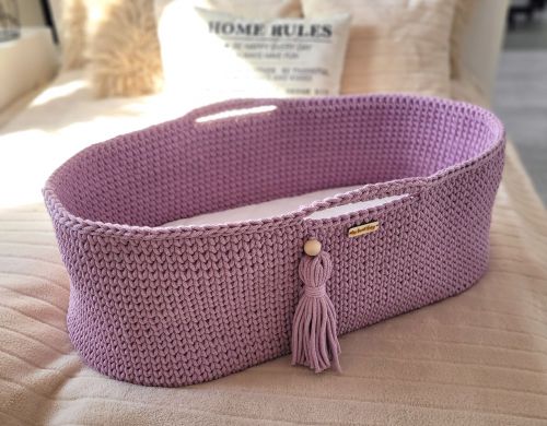 Moses basket BOHO Handmade with stand - lavender