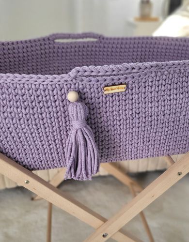 Moses basket BOHO Handmade with stand - lila
