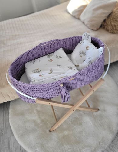 Moses basket BOHO Handmade with stand - lila