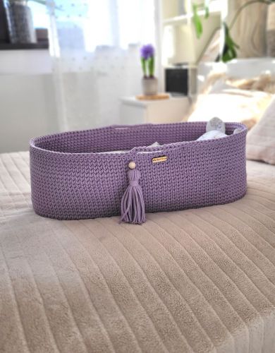 Moses basket BOHO Handmade with stand - lila