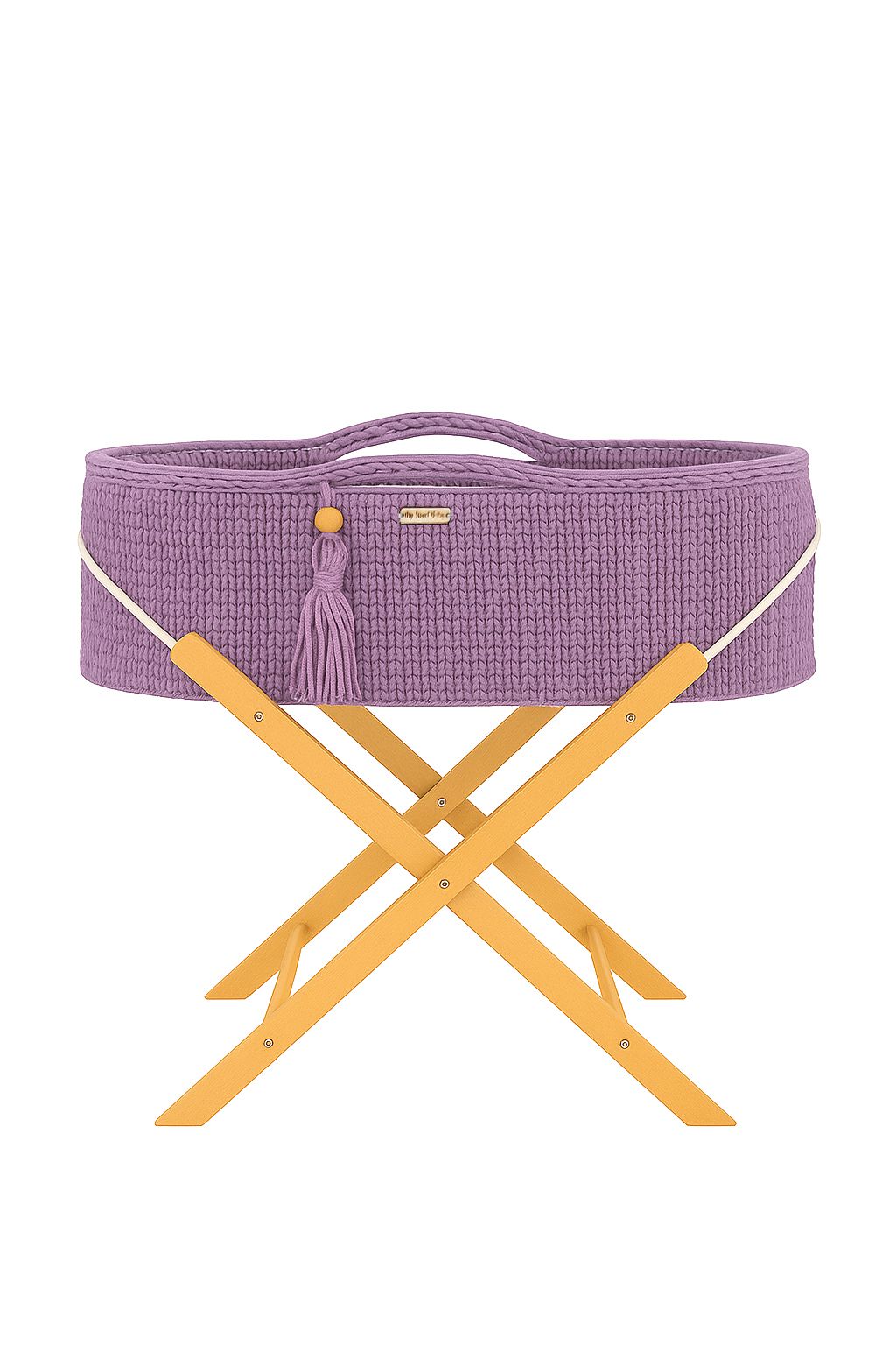 Moses basket BOHO Handmade with stand - lila