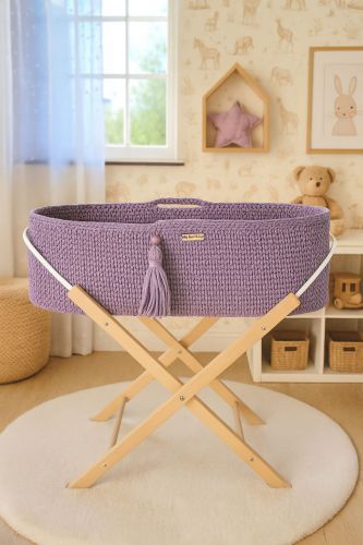 Moses basket BOHO Handmade with stand - lila