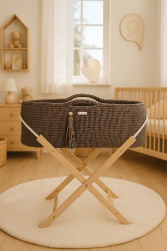 Moses basket BOHO Handmade with stand - mocca