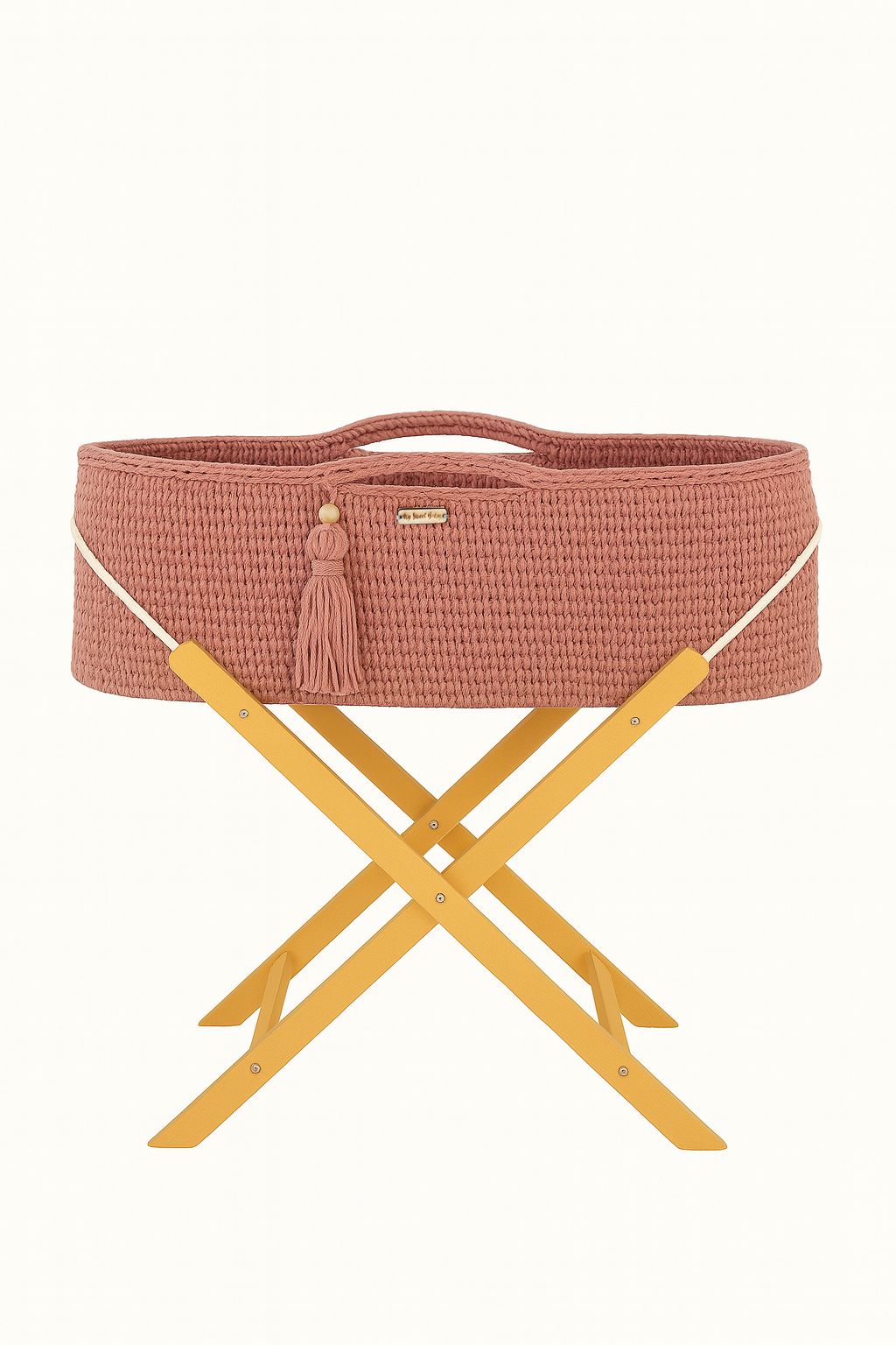 Moses basket BOHO Handmade with stand - blush