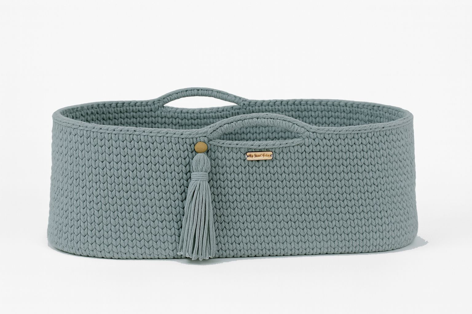 Moses basket BOHO Handmade cotton with mattress - laurel