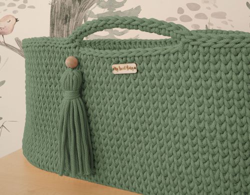 Moses basket BOHO Handmade with stand - pistachio