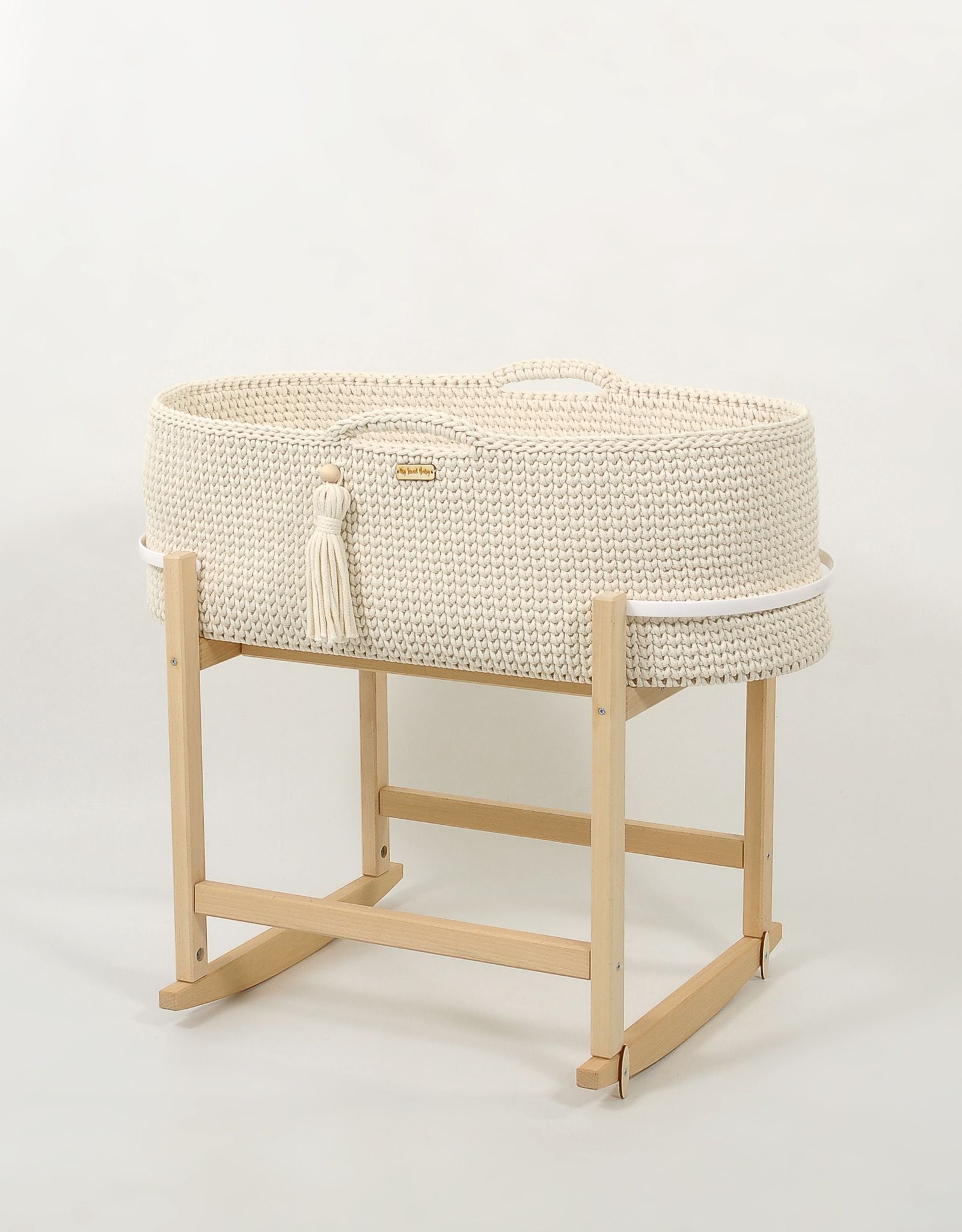 Moses basket BOHO Handmade with cradle - cream