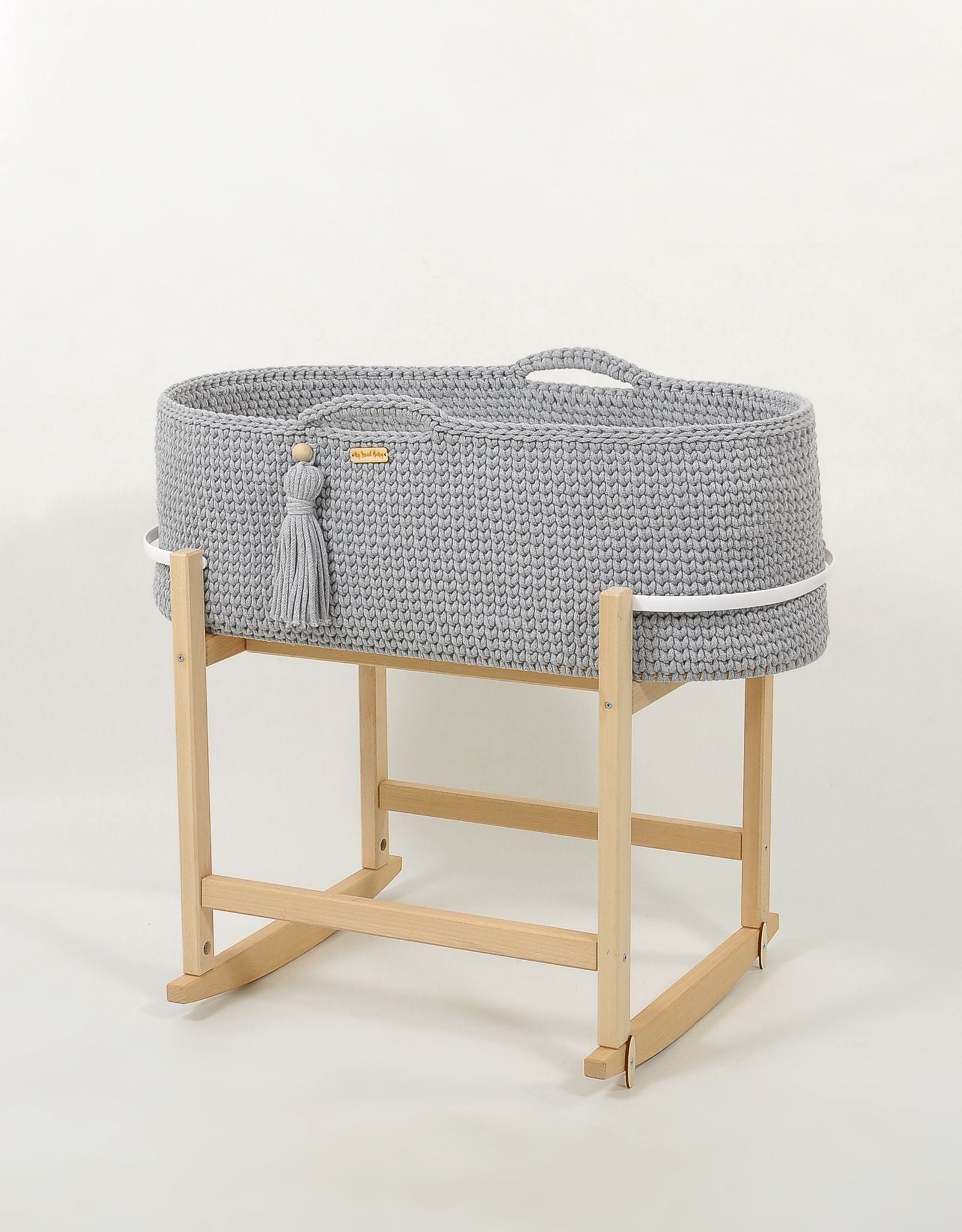 Moses basket BOHO Handmade with cradle - grey