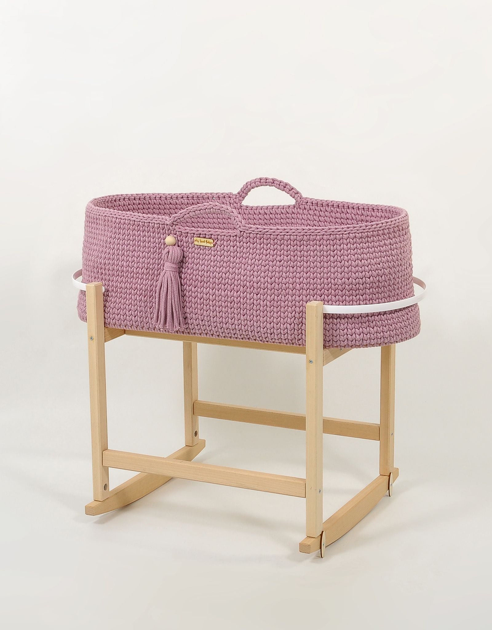 Moses basket BOHO Handmade with cradle - lavender