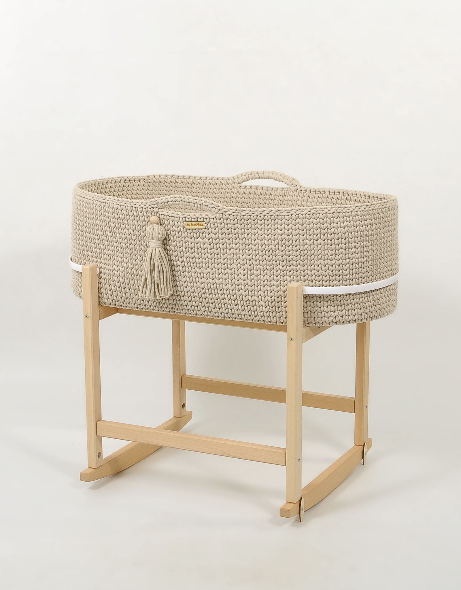 Moses basket BOHO Handmade with cradle - light beige