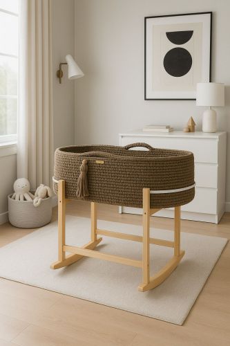 Moses basket BOHO Handmade with cradle - mocca