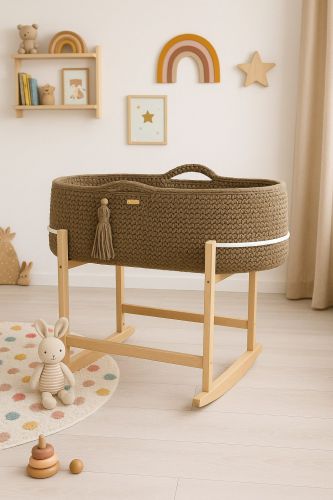 Moses basket BOHO Handmade with cradle - mocca