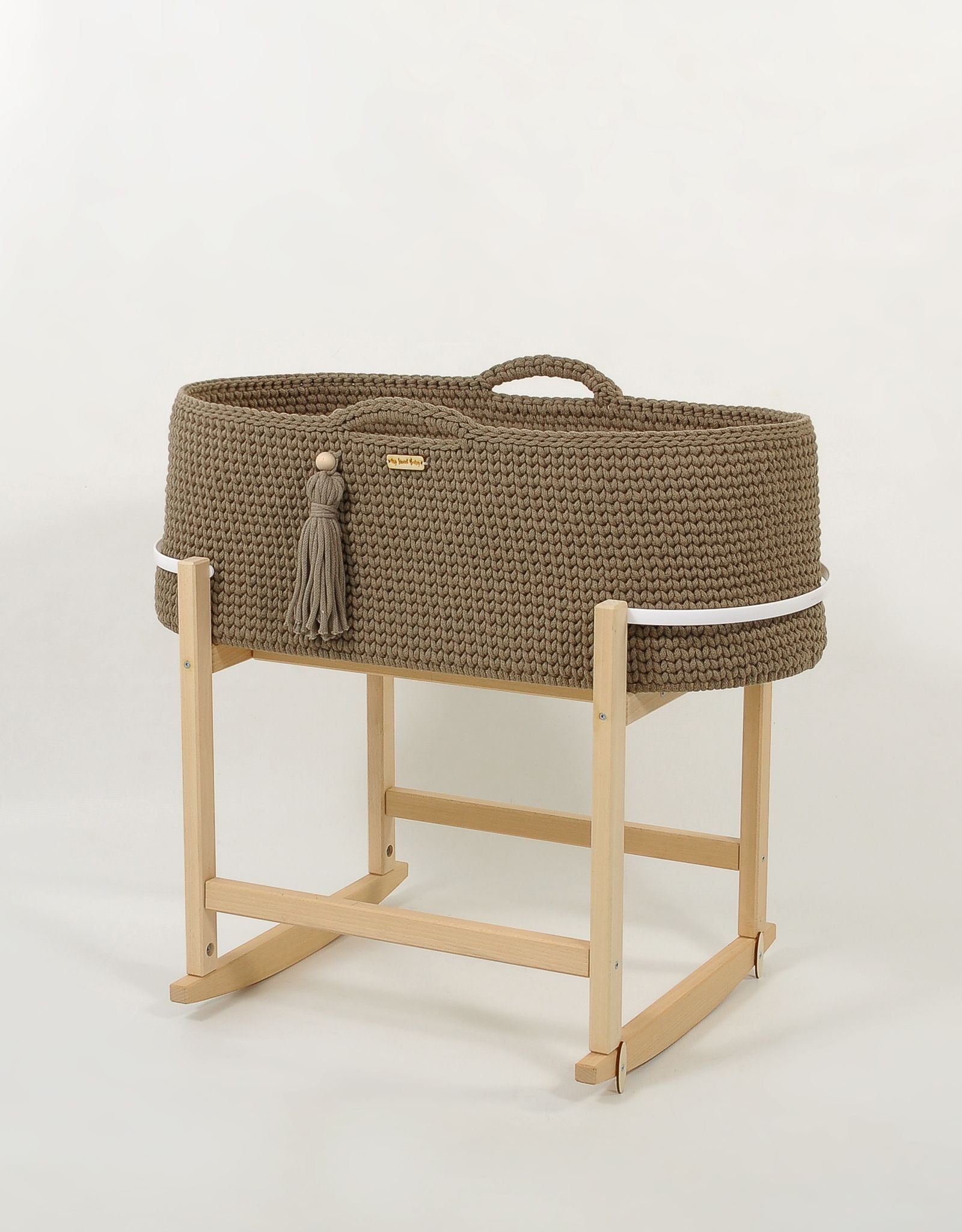 Moses basket BOHO Handmade with cradle - mocca
