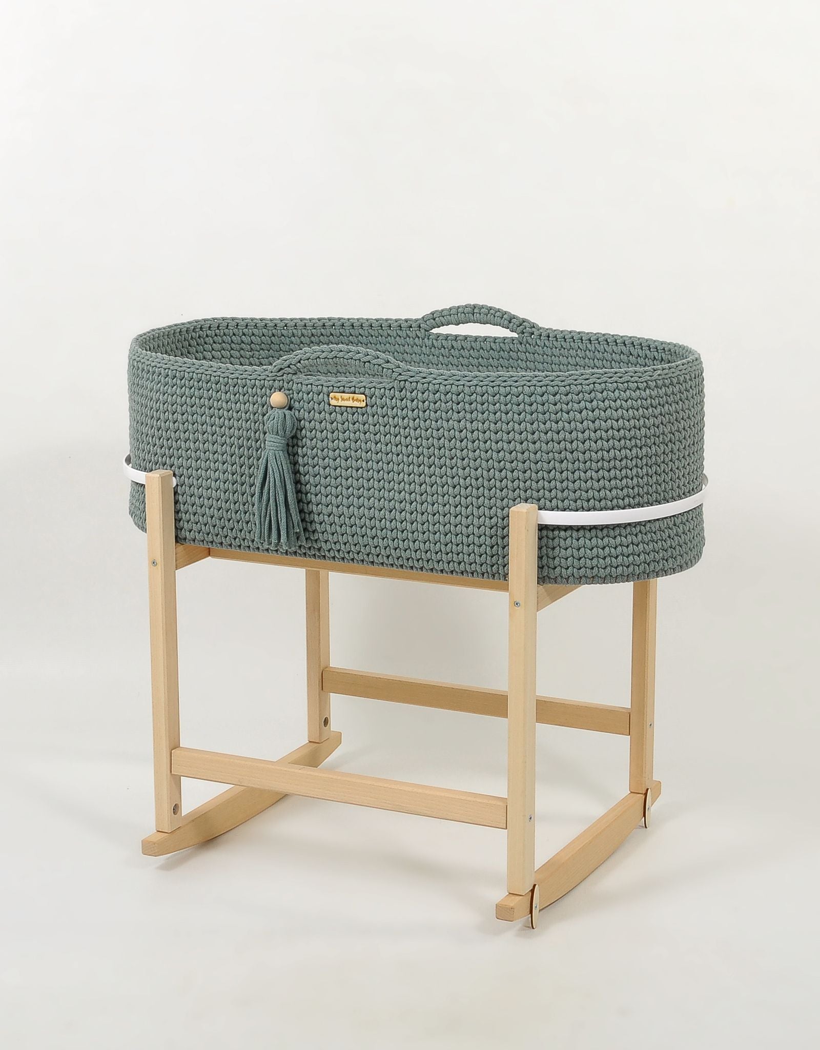 Moses basket BOHO Handmade with cradle - laurel