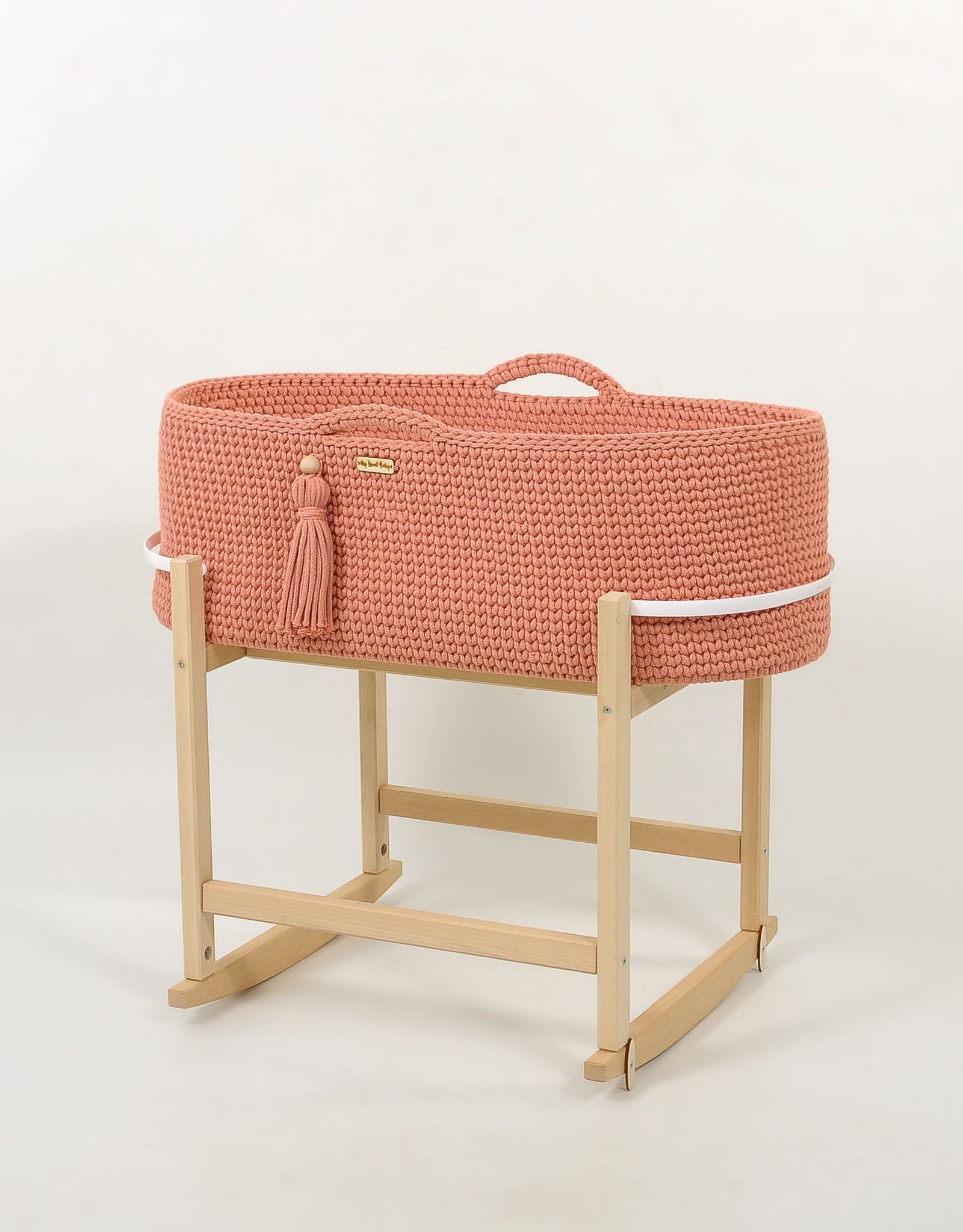 Moses basket BOHO Handmade with cradle - blush