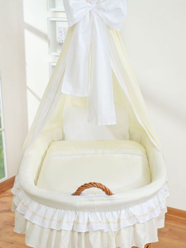 Moses Basket Wicker drape crib Bellamy - natural + cream bedding