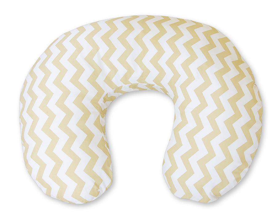 Breastfeeding Pillow Nursing Croissant Pillow, removable, Hands-Free Feeding -chevron beige