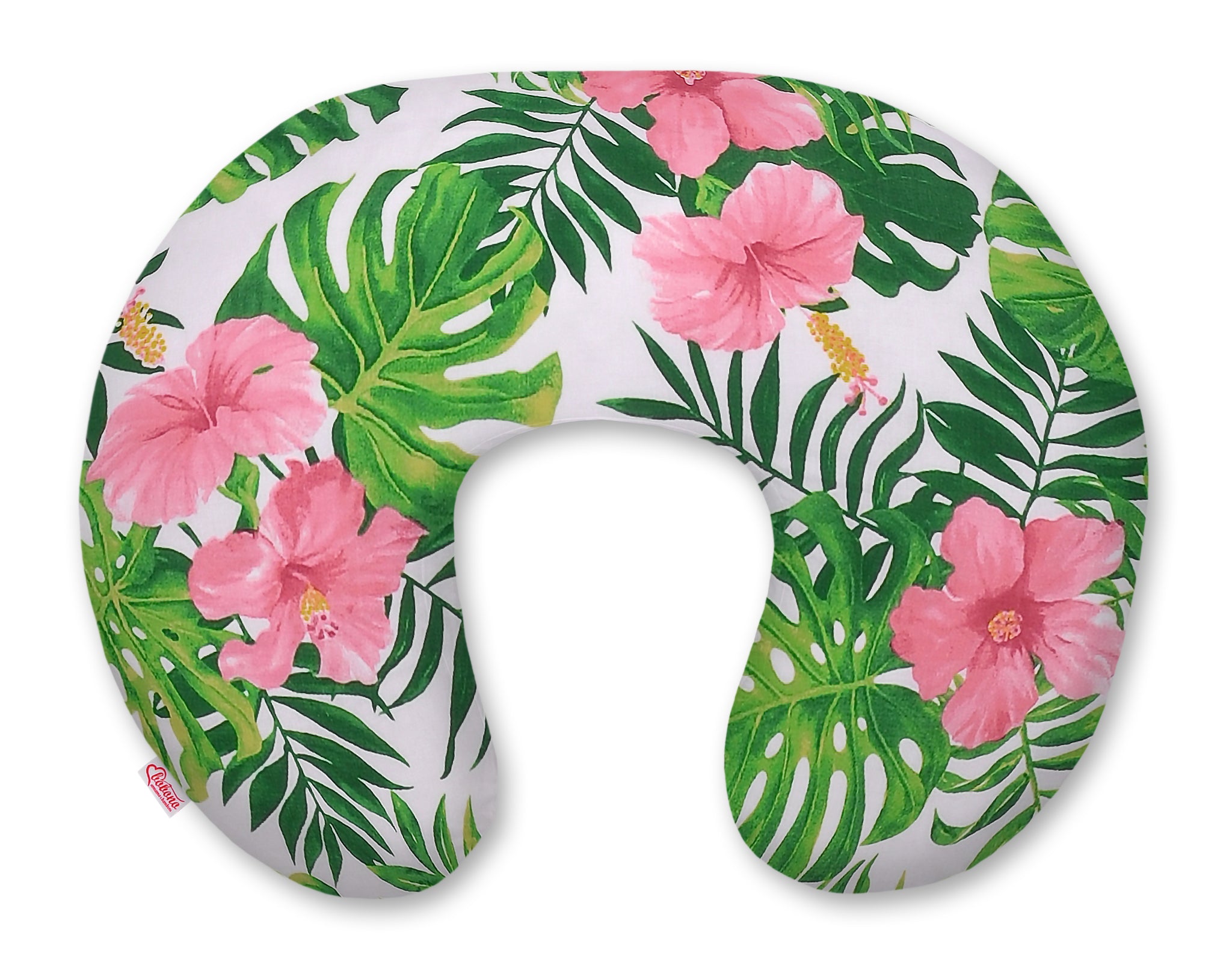 Breastfeeding Pillow Nursing Croissant Pillow, removable, Hands-Free Feeding- tropical flowers