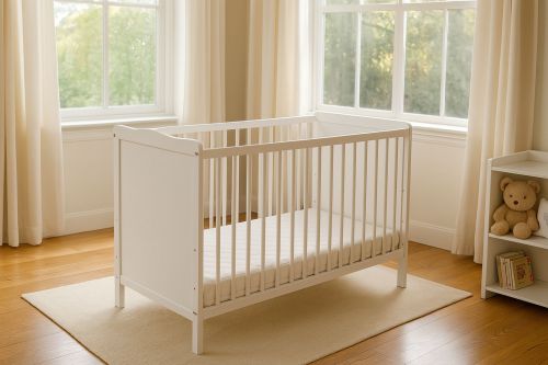Wooden white baby cot  120x60cm Matteo