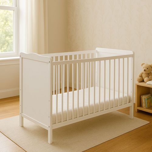 Wooden white baby cot  120x60cm Matteo