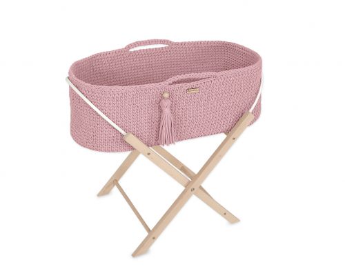 Moses basket BOHO Handmade with stand - pastel pink