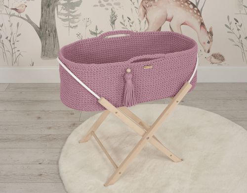 Moses basket BOHO Handmade with stand - lavender