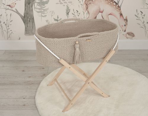 Moses basket BOHO Handmade with stand - light beige