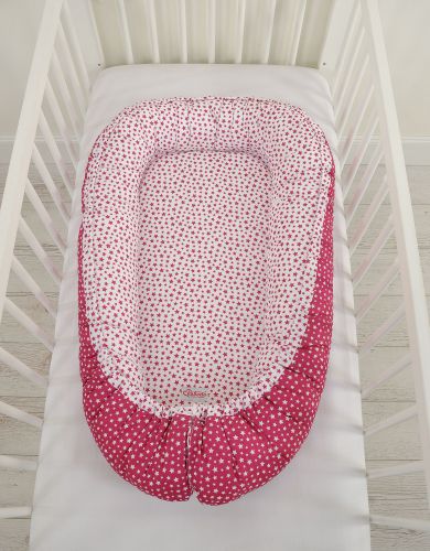 Baby nest double-sided Premium Cocoon for infants BOBONO- wine red stars