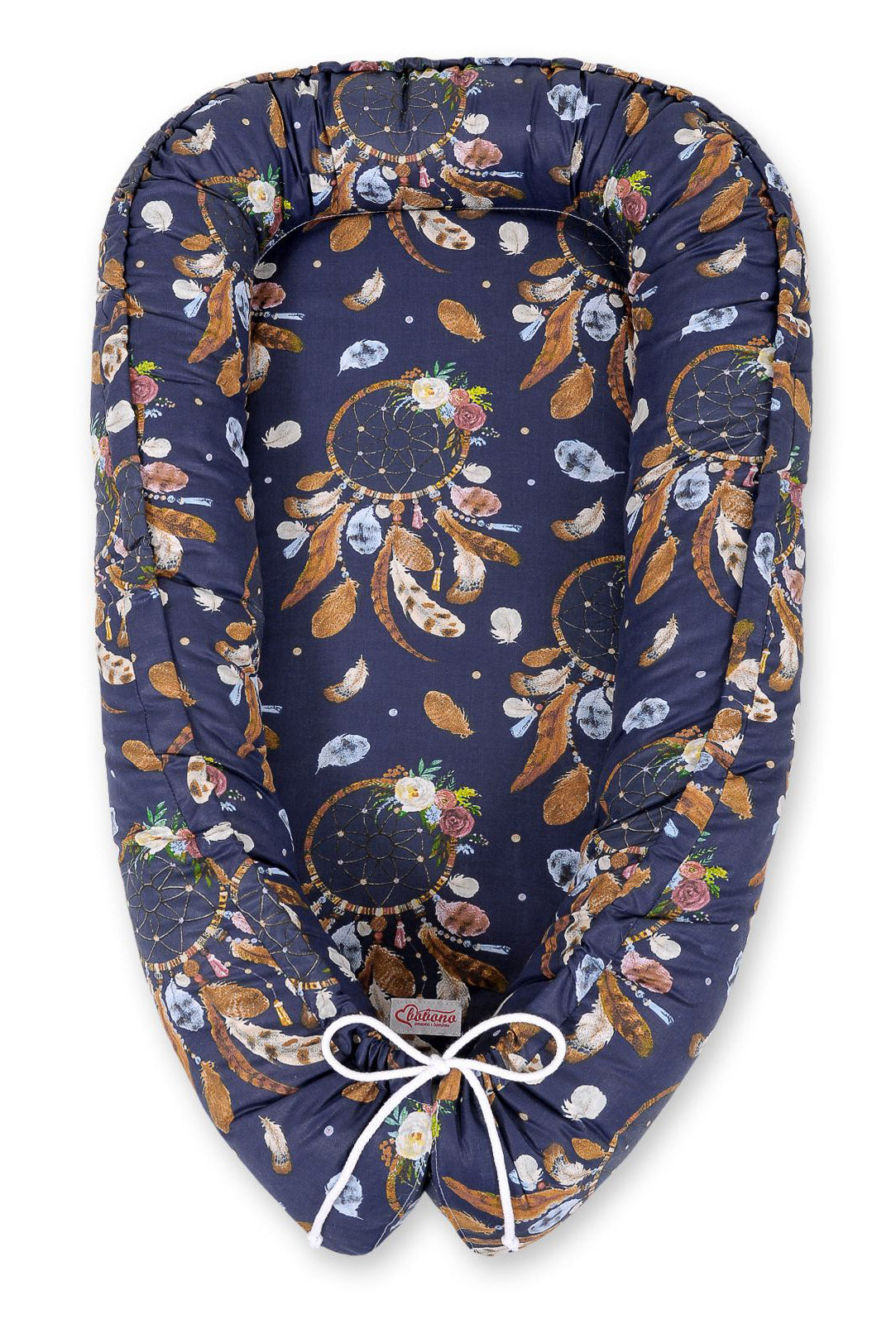 Baby nest double-sided Premium Cocoon for infants BOBONO- dream catchers dark blue