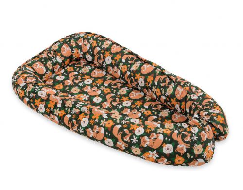 Baby nest double-sided Premium Cocoon for infants BOBONO- fox family on the green