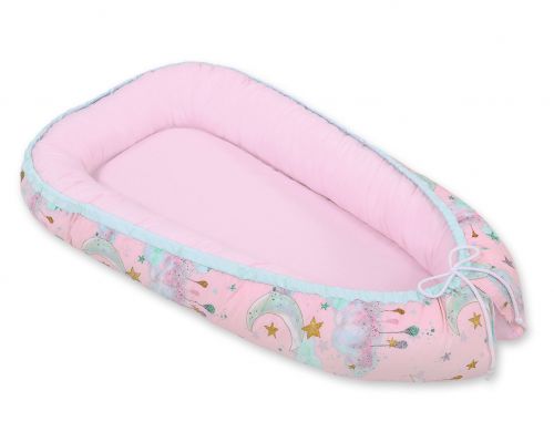 Baby nest double-sided Premium Cocoon for infants BOBONO- moons pink