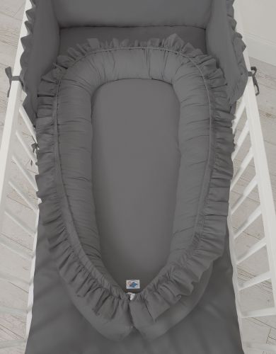 Baby nest Premium Cocoon for infants with a ruffle MY SWEET BABY- anthracite
