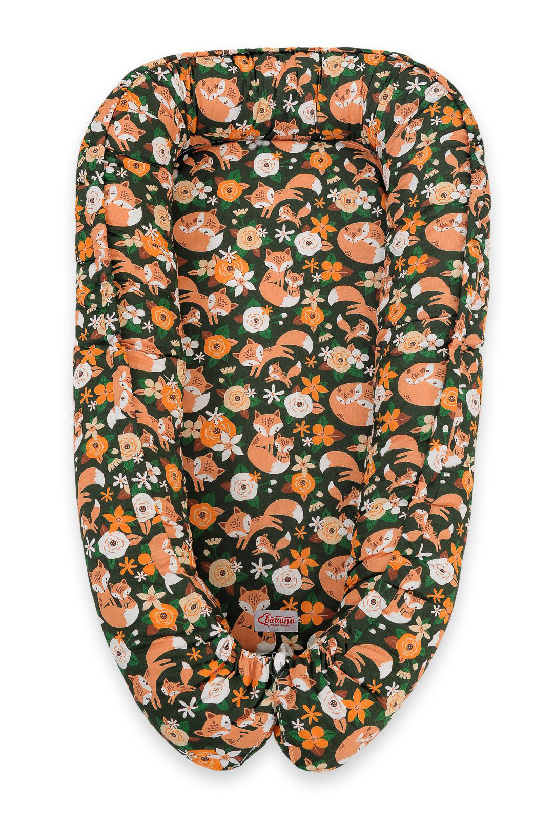 Baby nest double-sided Premium Cocoon for infants BOBONO- fox family on the green