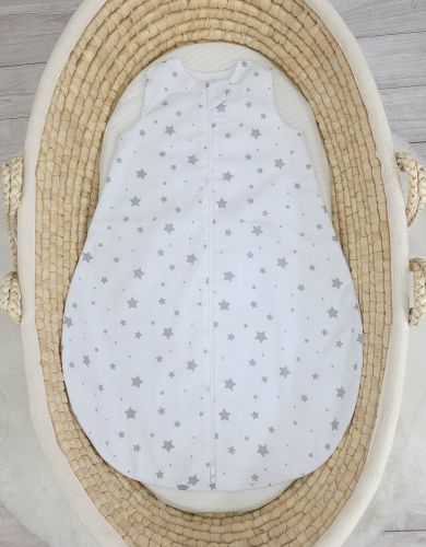 Cotton baby sleeping bag S 0-6 months for summer TOG 1.0 - mini stars grey