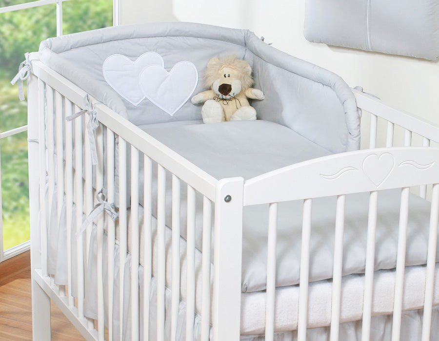 Bedding set 3-pcs 120x90 - Hanging Hearts grey