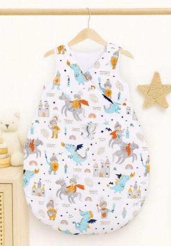Cotton sleeping bag for children, size M, 3-12 months, TOG 2.5, all-season - knights and dragons