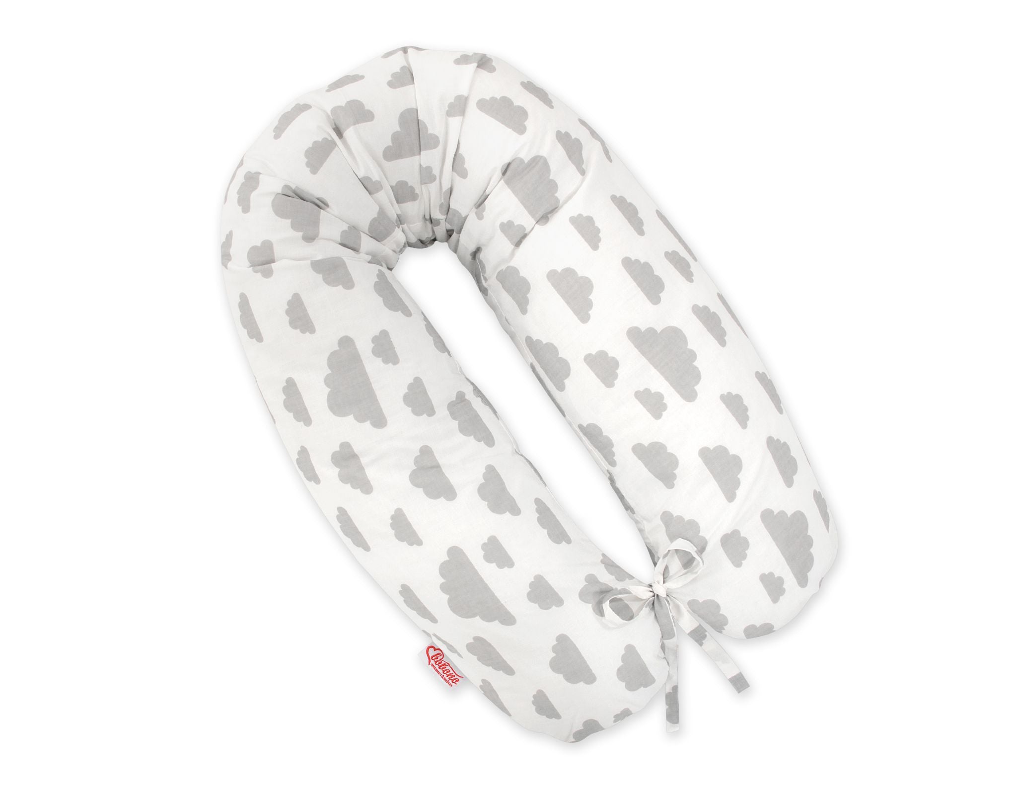 Pregnancy pillow- Longer, removable pillowcase - Grey clouds