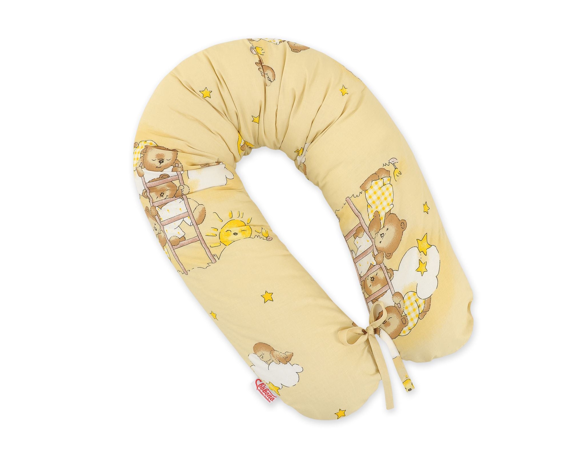 Pregnancy pillow- Longer, removable pillowcase - Cream teddy bears