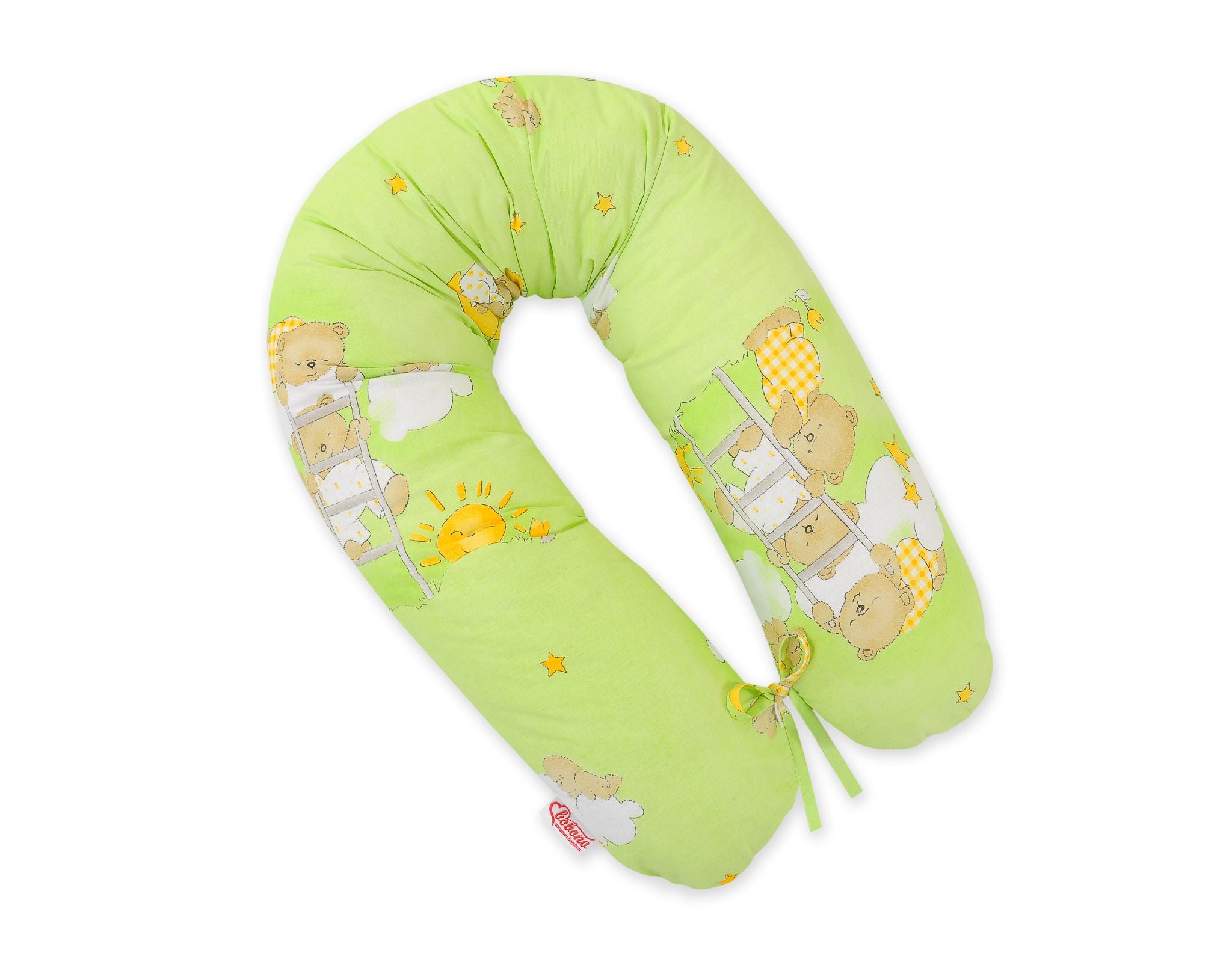 Pregnancy pillow- Longer, removable pillowcase - Green teddy bears